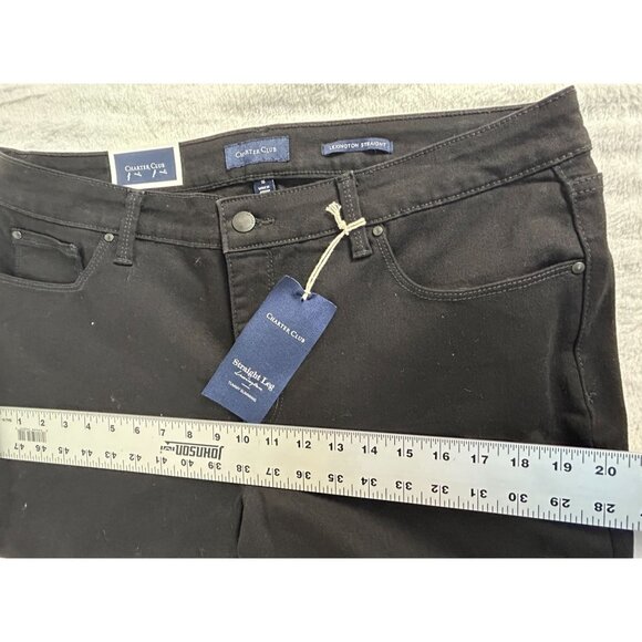 Charter Club Women Tummy Slimming Lexington Straight Leg Black Pants Size 16 New - Picture 9 of 12